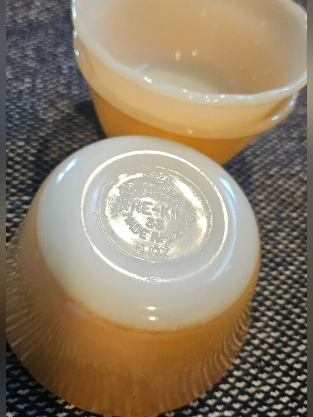 Vintage Fire King Peach Lustre Bowls 6 oz, Set of 3